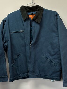 Port Authority Men's Navy Field Jacket with Black Corduroy Collar